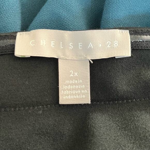 Chelsea28 Mixed Media Colorblock Sleeveless Halter Midi Dress Blue/Black 2X NWT - Picture 4 of 15